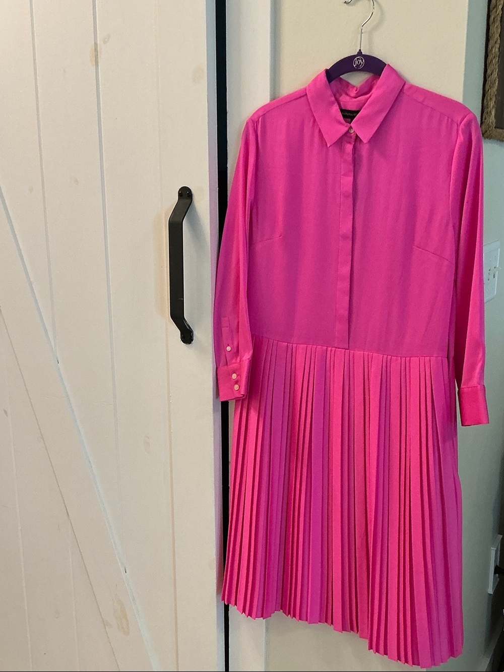 Banana Republic Hot Pink Pleated Shirt Dress